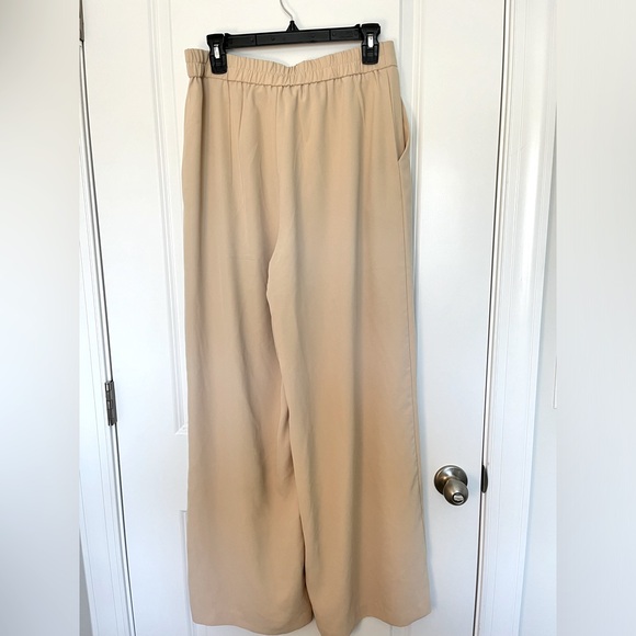 Haute Monde High Waist Beige Wide Leg Palazzo Trouser Pant | Large - Picture 4 of 8